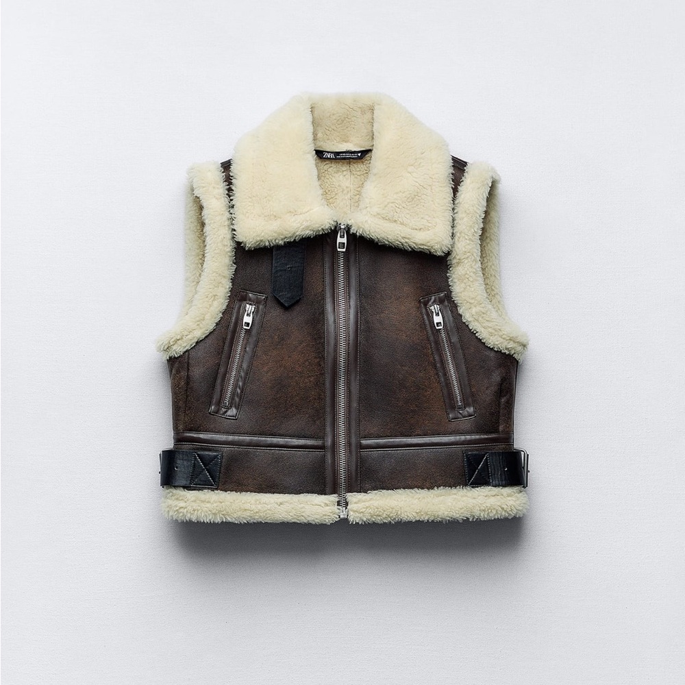 Zara Brown Shearling Vest (New With No Tag)